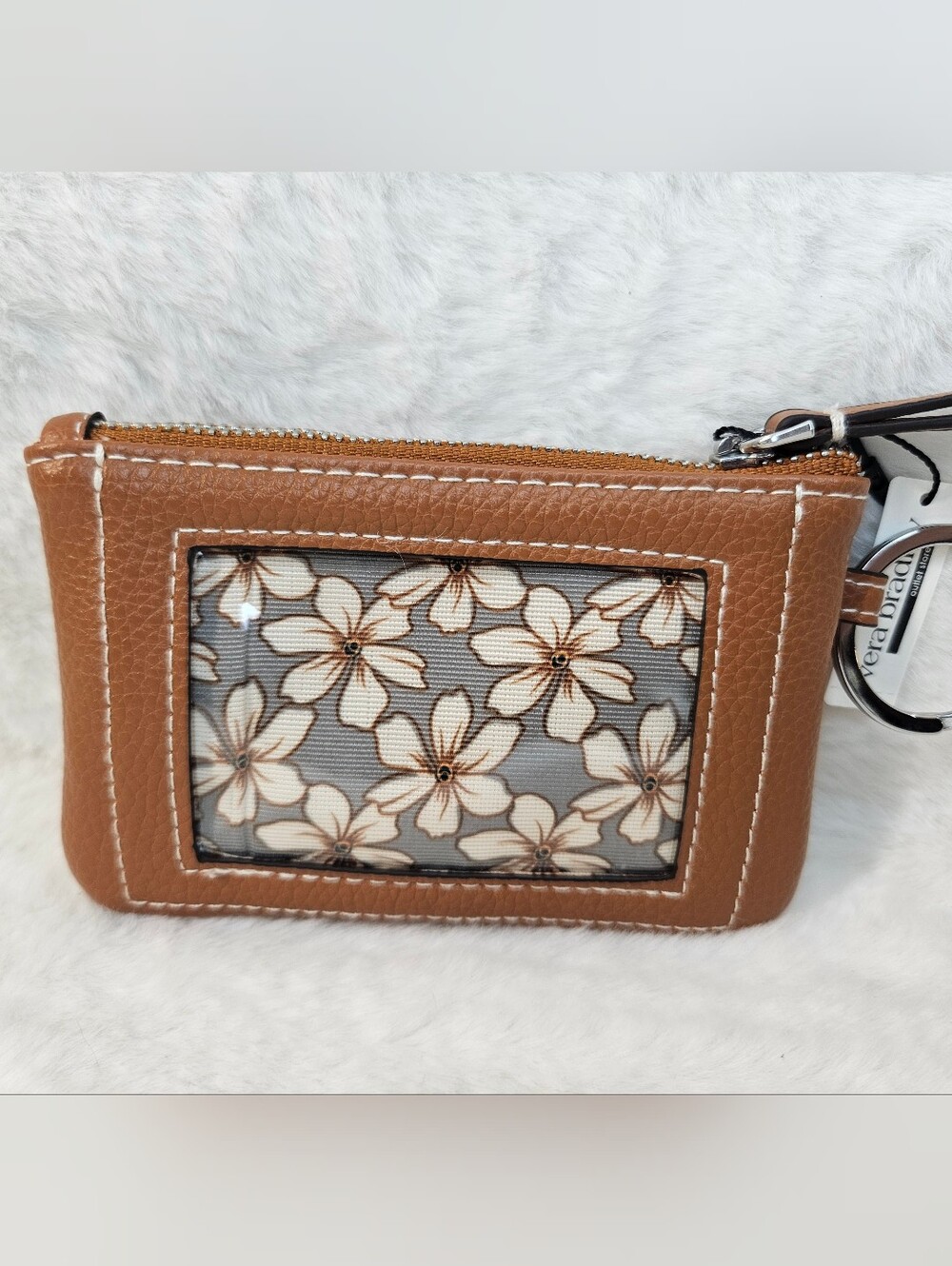 Vera Bradley Leather ID Holder Key Pouch - Brown - Picture 4 of 6